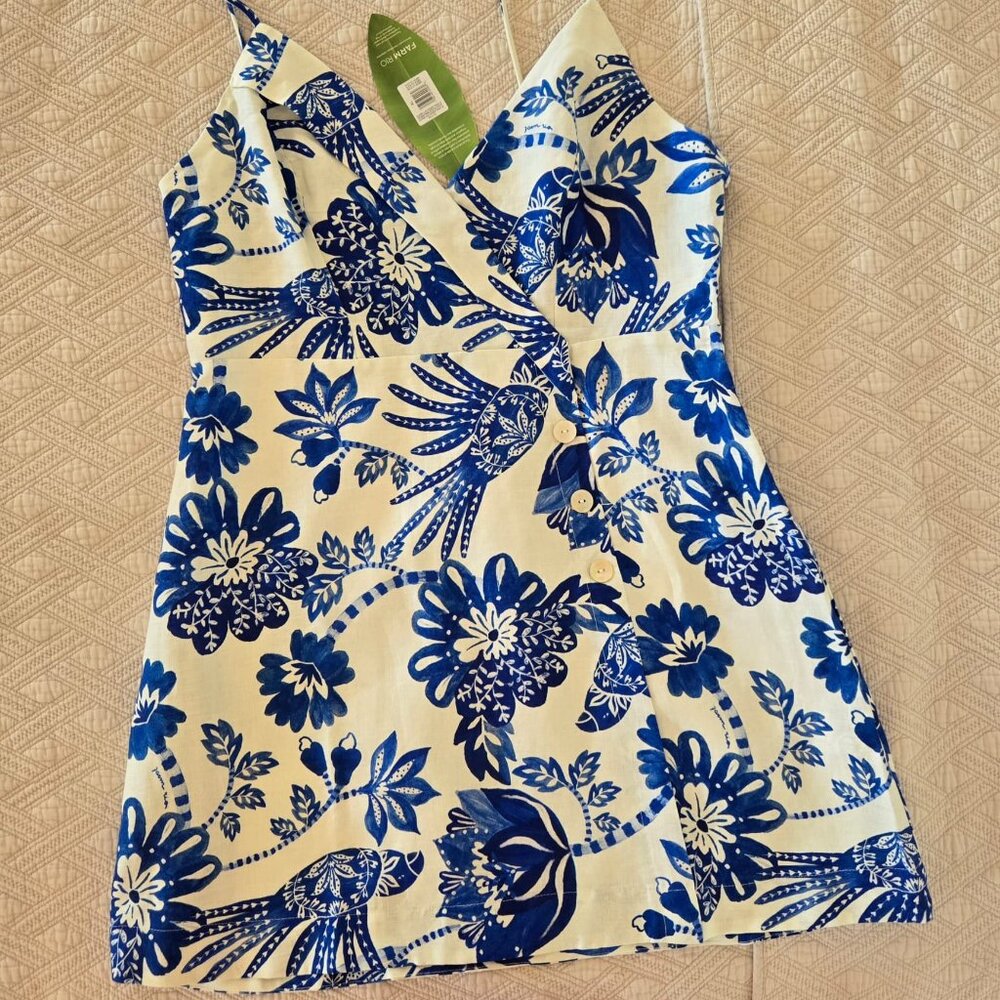 Off-White Floral Birds Euroflax Mini Dress  Color: FLORAL BIRDS OFF-WHITE